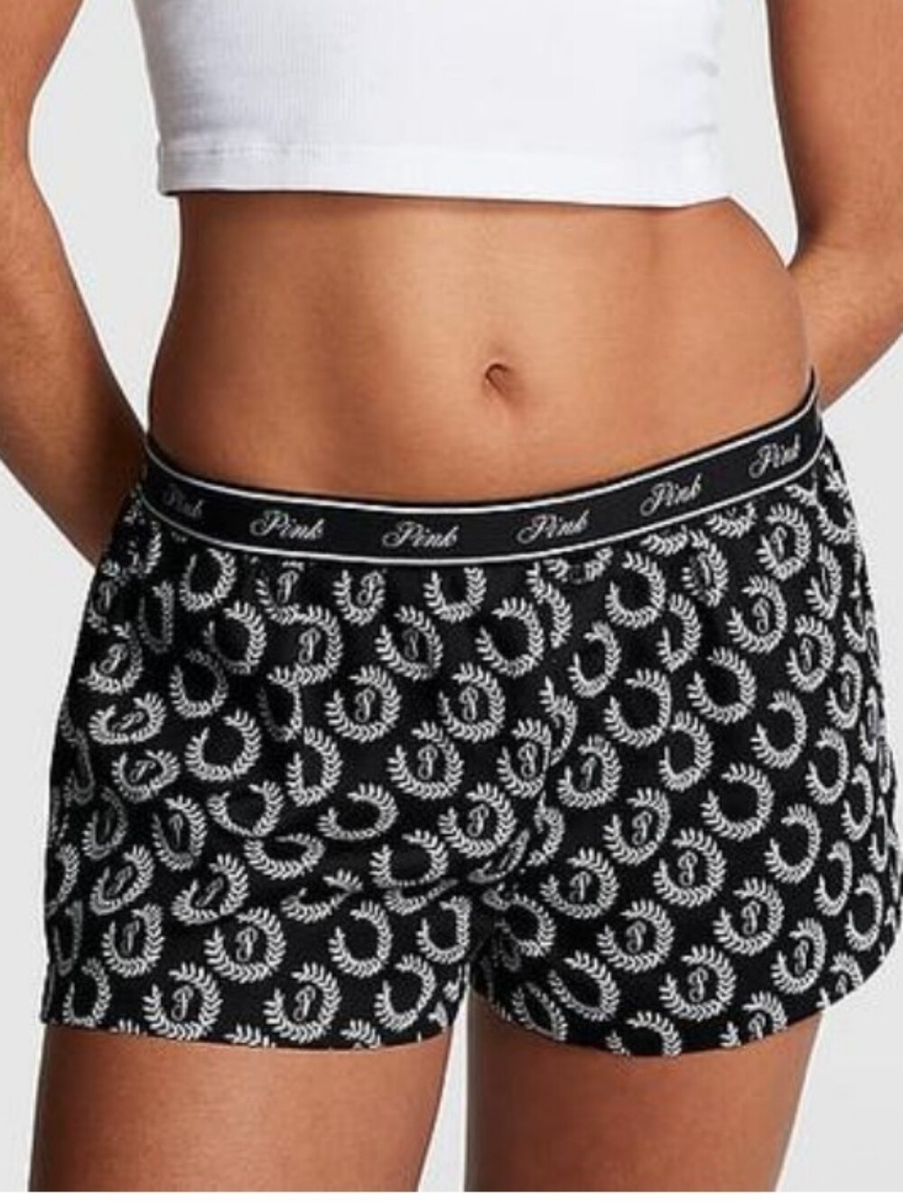 Victoria's secret pink tencel boxy pajama sleep shorts LARGE BLACK